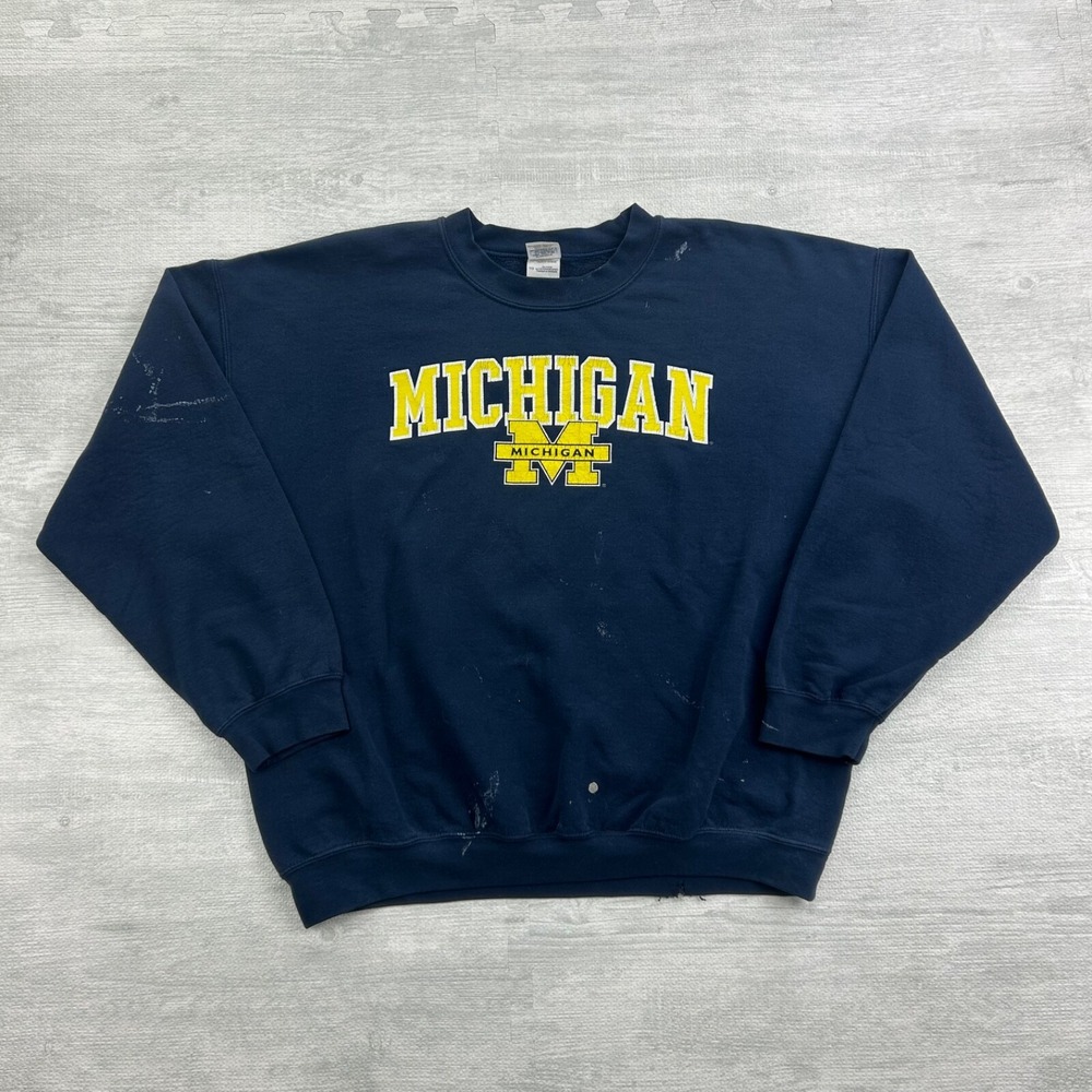 Vintage Y2K Michigan Wolverines Sweatshirt Size XL Blue NCAA University